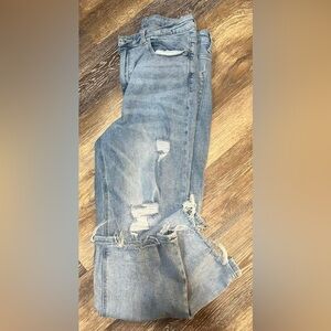 Light colored wide leg jeans